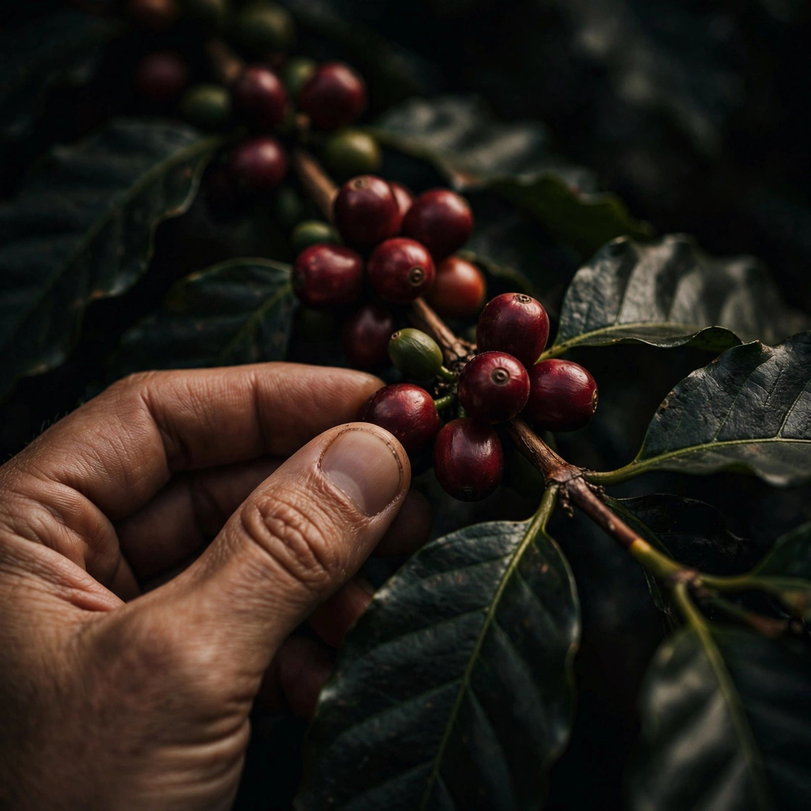 Ceri kopi dipetik tangan