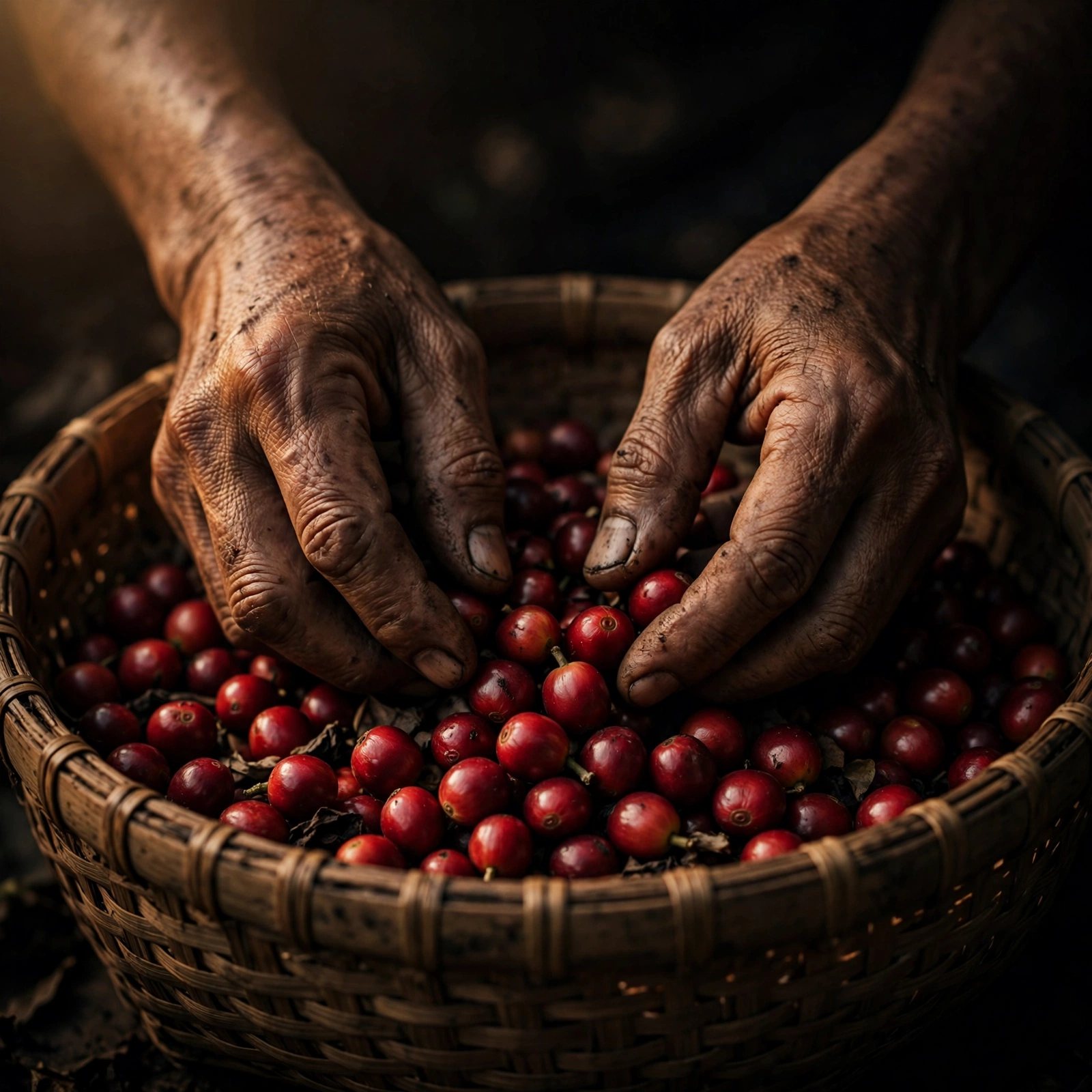 Petani kopi memilih ceri merah matang